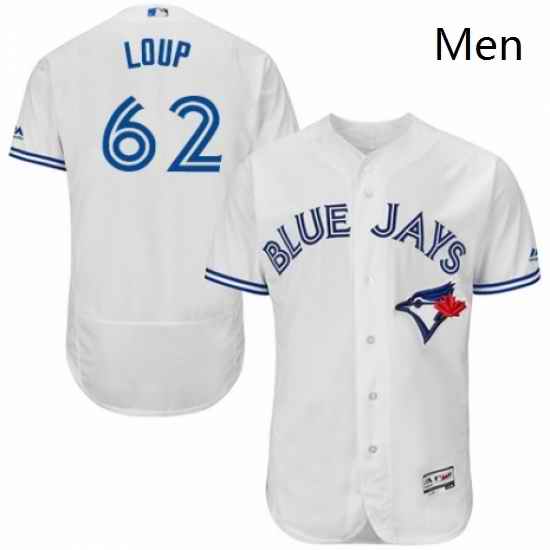 Mens Majestic Toronto Blue Jays 62 Aaron Loup White Home Flex Base Authentic Collection MLB Jersey